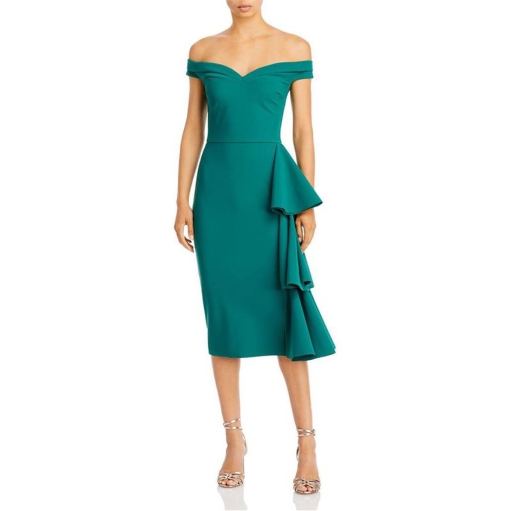 Chiara Boni “Willa” Ruffled Midi Dress – Emerald Green – Altered